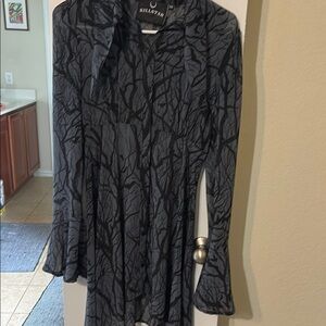 Killstar Black Fit and Flare Bell Sleeve Dress